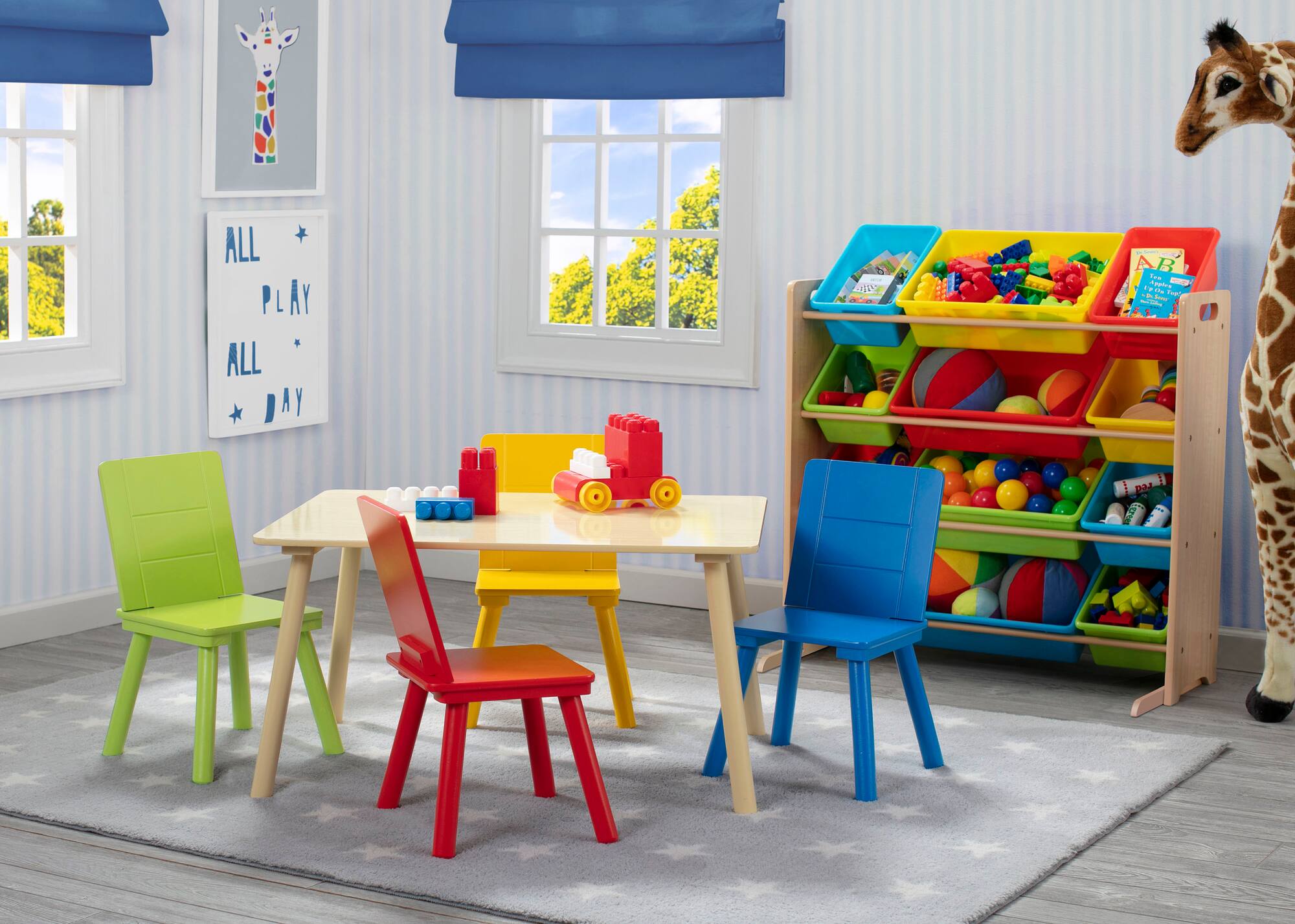 Kids Storage Organizer With 12 Plastic Bins